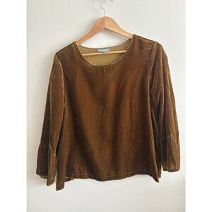 Habitat Velour Scoop Neck Blouse Yellow Gold Small Boho Fairy Grunge